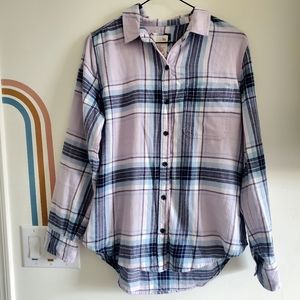 SO Cozy Women's Flannel Lavender Long Sleeve Flannel Shirt Medium